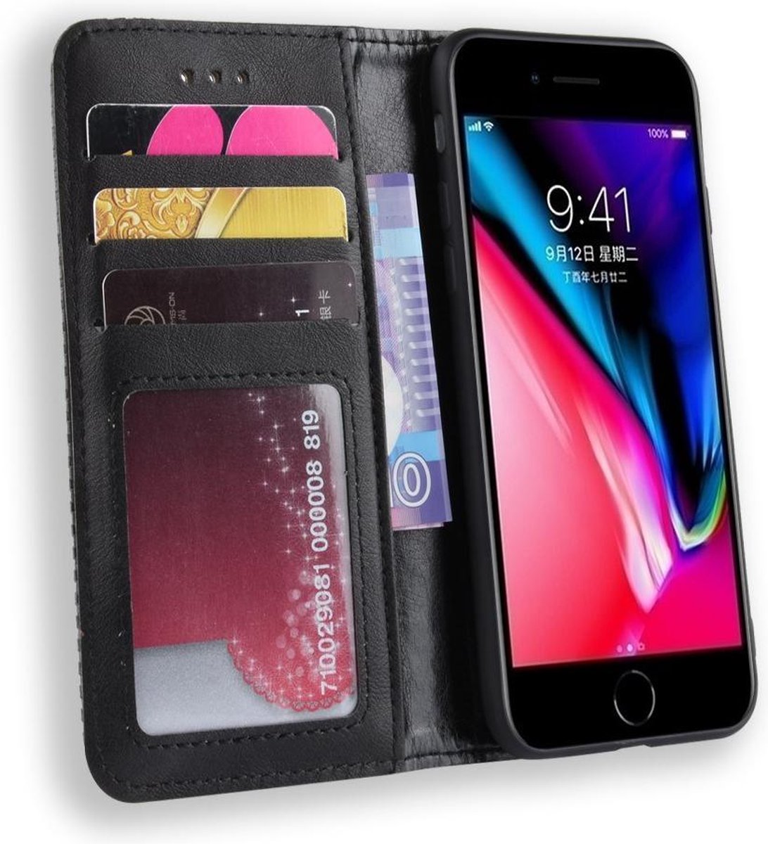 iPhone SE (2020 / 2022) / 8 / 7 Hoesje Vintage Book Case Zwart