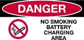 Sticker 'Danger: No smoking, battery charging area' 50 x 100 mm