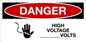 Sticker 'Danger: High voltage ... Volts' 150 x 75 mm