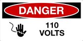 Sticker 'Danger: 110 Volts' 200 x 100 mm