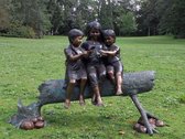 Bronzen Beeldje: Samen op een boomstam