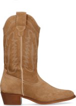 Manfield - Dames - Beige suède cowboylaarzen - Maat 37