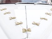 Trouwauto decoratie strikken set van jute -Trouwerij/huwelijk/bruiloft decoratie/versiering - Autoversiering strik