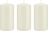 3x Ivoorwitte cilinderkaarsen/stompkaarsen 8 x 15 cm 69 branduren - Geurloze kaarsen – Woondecoraties