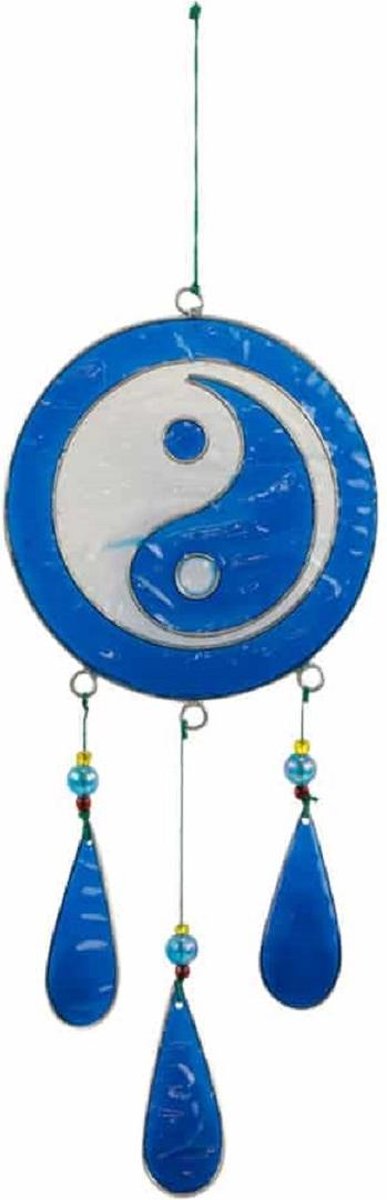 Mobiel resin yin yang blauw