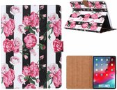 Ntech Apple iPad 2 / 3 / 4 Vintage Roses & Stripes Design Booktype Kunstleer Hoesje