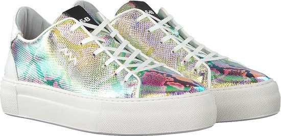 Floris Van Bommel Dames Sneakers Wit zwart print dikke zool sneaker | Van  den Assem