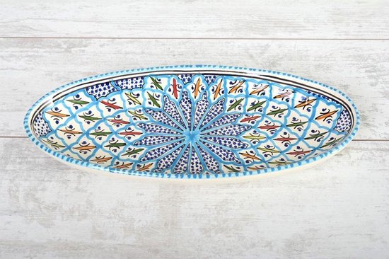 Plat ovale Bleu turquoise fin 40 cm | OS.BC.40 | Plats & Déco