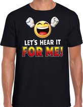 Funny emoticon t-shirt lets hear it for me zwart voor heren S