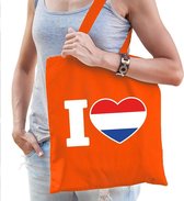 Oranje I love Holland katoenen tasje voor dames - Konginsdag / Oranje supporter accessoire