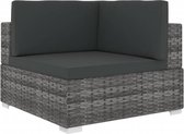 Tuinstoel met kussens hoeksectie poly rattan grijs