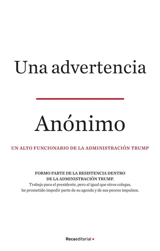 Couverture de livre avec le titre "Una advertencia Anónimo".