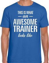 Awesome trainer cadeau t-shirt blauw voor heren S