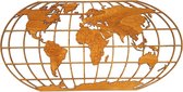 The Globe Hunter Eikenhout - Eiken hout - 120x60 cm - Wereldkaart wanddecoratie - Modern decoratie - WoodWideCities