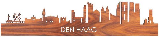 Skyline Den Haag Palissander hout - 80 cm - Woondecoratie - Wanddecoratie - Meer steden beschikbaar - Woonkamer idee - City Art - Steden kunst - Cadeau voor hem - Cadeau voor haar - Jubileum - Trouwerij - WoodWideCities