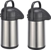 2x RVS thermoskannen/isoleerkannen 2,2 liter - Koffiekannen/theekannen/isoleerkan/thermoskan - Koffie/thee meenemen