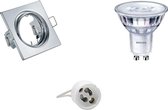 LED Spot Set - GU10 Fitting - Inbouw Vierkant - Glans Chroom - Kantelbaar 80mm - Philips - SceneSwitch 827 36D - 1.5W-5W - Warm Wit 2200K-2700K - Dimbaar