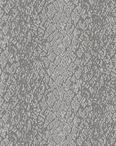 Dieren patroon behang Profhome DE120124-DI vliesbehang hardvinyl warmdruk in reliëf gestempeld met exotisch patroon glanzend grijs taupe 5,33 m2