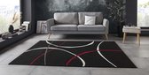 Vloerkleed retro Abstract Circles - zwart/rood 80x150 cm