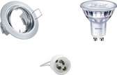 LED Spot Set - GU10 Fitting - Inbouw Rond - Glans Chroom - Kantelbaar Ø83mm - Philips - SceneSwitch 827 36D - 1.5W-5W - Warm Wit 2200K-2700K - Dimbaar - BES LED