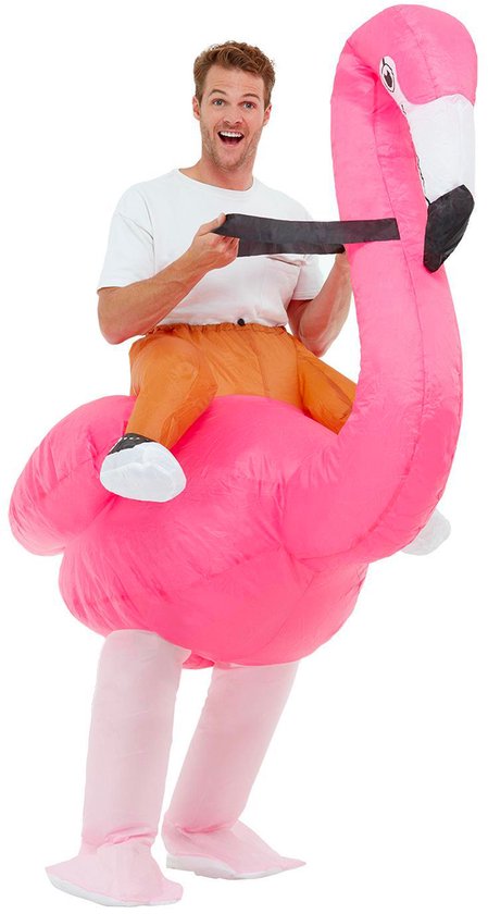 Smiffys - Inflatable Ride Em Flamingo Kostuum - Roze