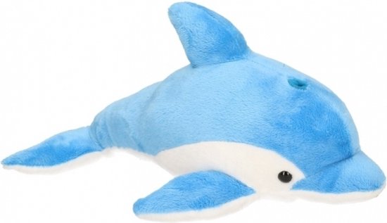 Pluche dolfijn knuffel - blauw - 33 cm - Zeedieren dolfijnen - Dierenknuffels