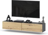 AZ-Home - Tv Meubel Young - 200 cm - Antraciet Eiken - Tv Kast - Hangend Kast