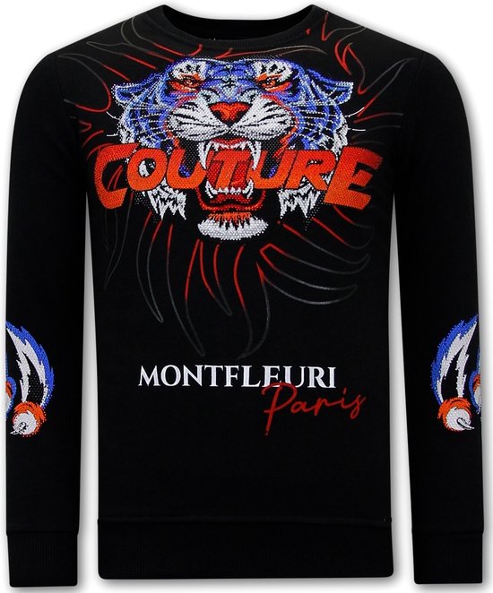 Pull Homme avec Imprimé - Tiger Couture - 3717 - Zwart