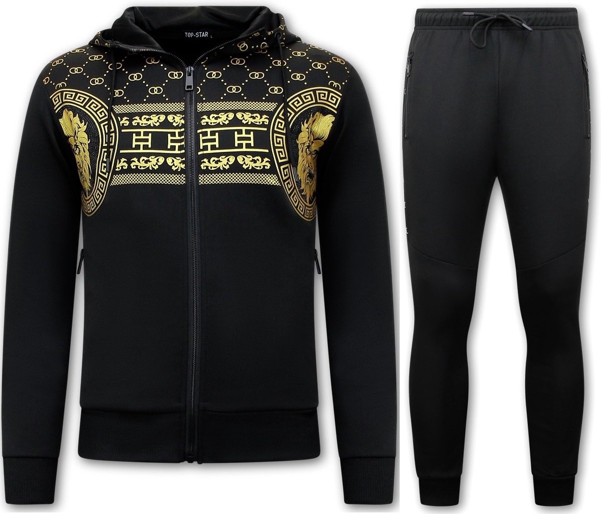 Trainingspak Heren - Lion Gold Print -9985 - Zwart