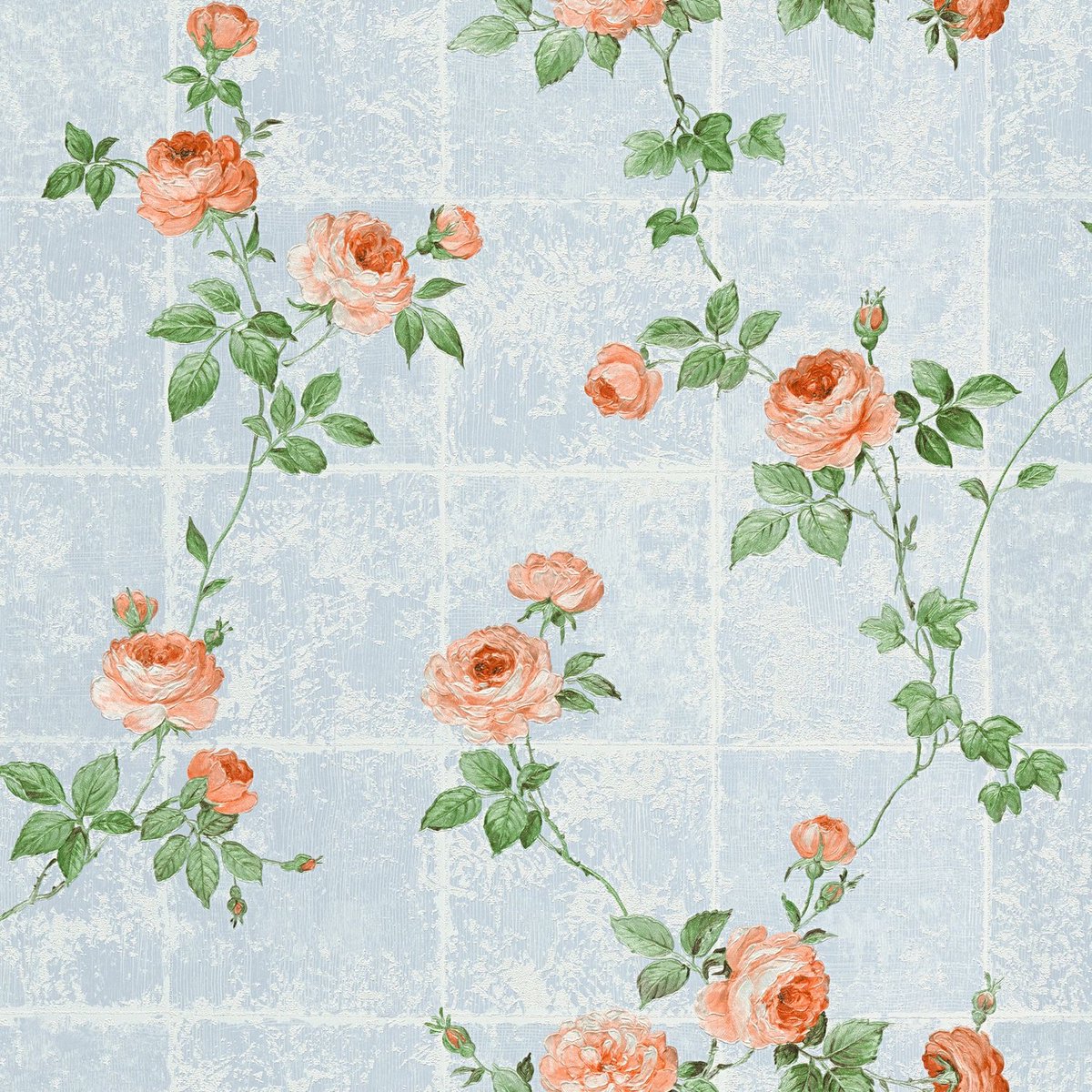 Bloemen behang Profhome 345011-GU vliesbehang licht gestructureerd met bloemen patroon mat rood groen blauw 5,33 m2
