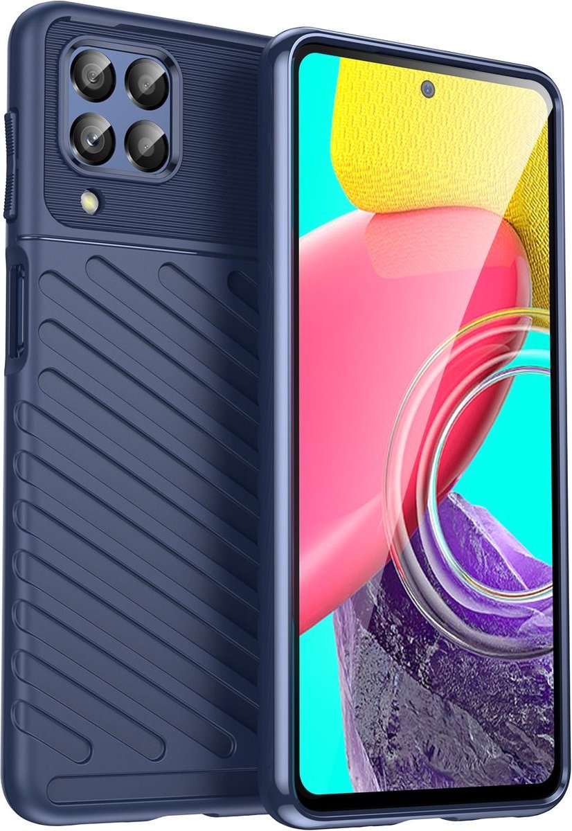 Mobigear Hoesje geschikt voor Samsung Galaxy M53 Telefoonhoesje Flexibel TPU | Mobigear Groove Backcover | Galaxy M53 Case | Back Cover - Blauw