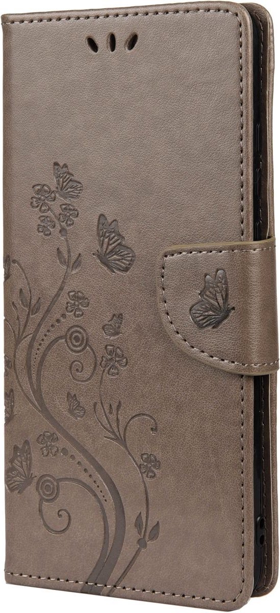 Mobigear Telefoonhoesje geschikt voor Samsung Galaxy A33 Hoesje | Mobigear Flowers Bookcase Portemonnee | Pasjeshouder voor 2 Pasjes | Telefoonhoesje voor Pinpas / OV Kaart / Rijbewijs - Grijs