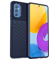 Mobigear Hoesje geschikt voor Samsung Galaxy M52 Telefoonhoesje Flexibel TPU | Mobigear Groove Backcover | Galaxy M52 Case | Back Cover - Blauw
