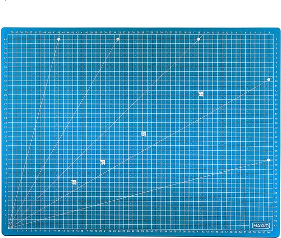 Foto: Maxko snijmat 90 x 60 cm blauw zelfherstellend bedienbaar bedrukt metrische indeling snijonderlegger bureauonderlegger a1 90x60 hoekmaten 15 