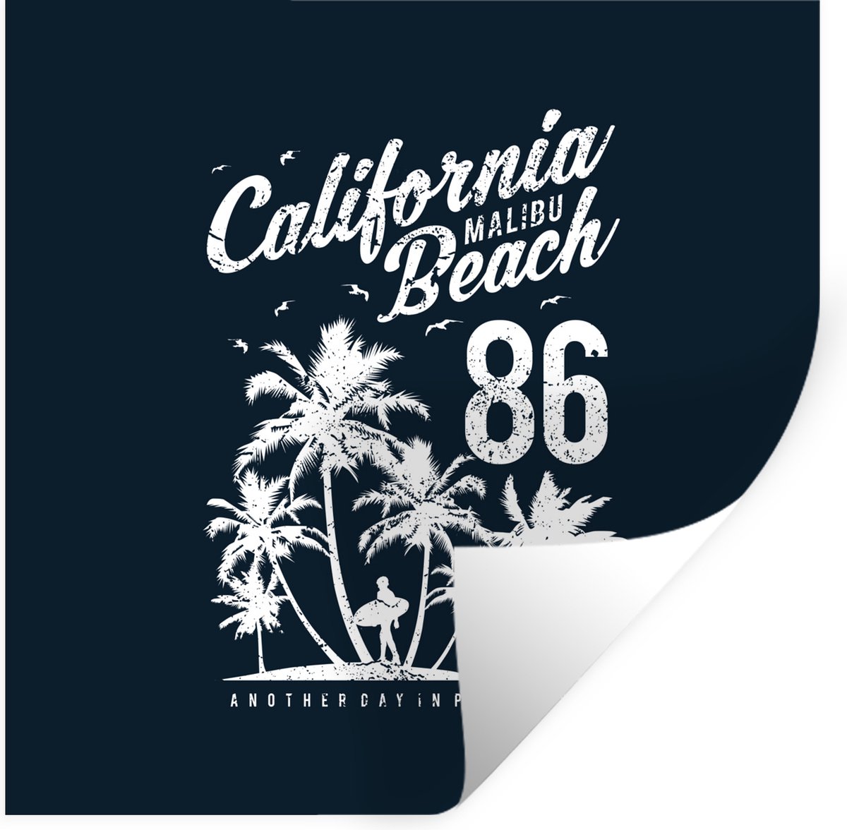 Muurstickers - Sticker Folie - Surf - Strand - Palmboom - Vintage - 120x120 cm - Plakfolie