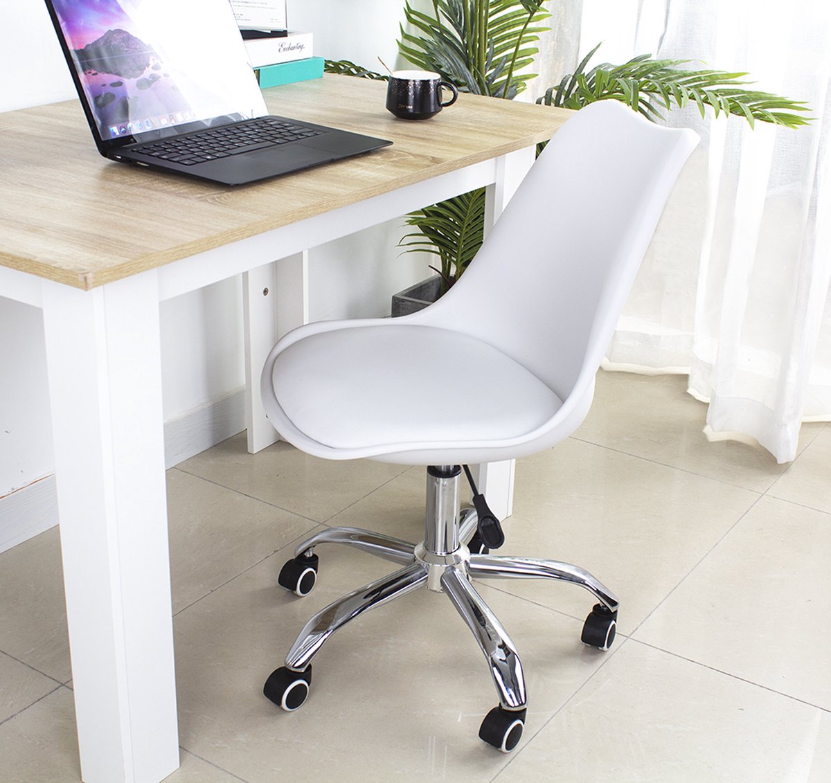 VDD Gaming Bureaustoel - Kantoor Stoel - Draaistoel - Chair - Hoogte Verstelbaar - Kunstleer - Wit – foto 4
