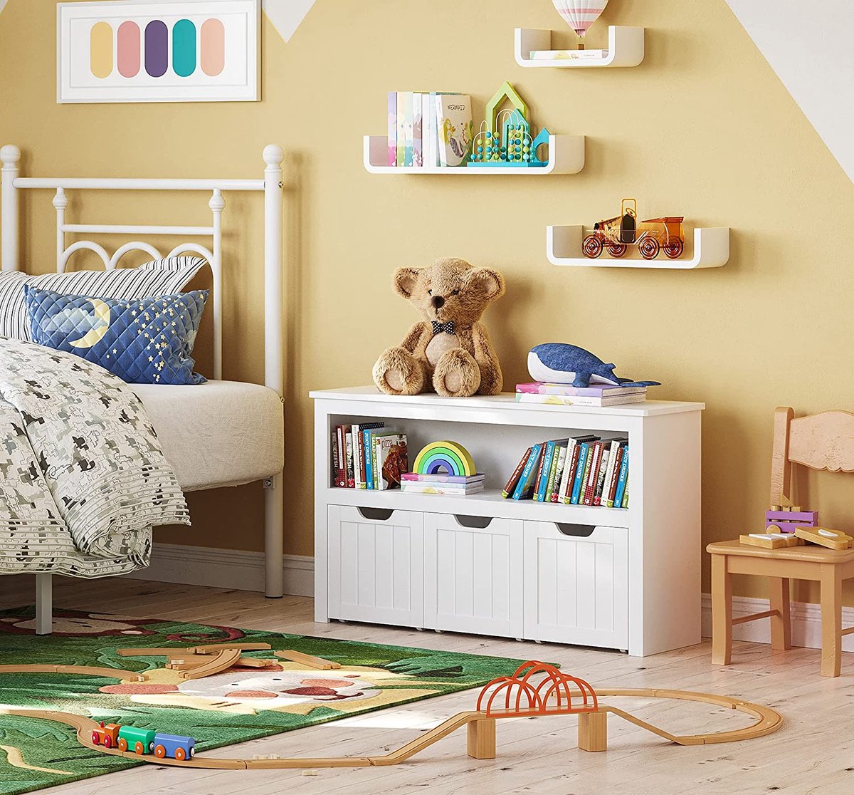 Joyz kinderboekenplank, ruimte, 62,5x30x70 cm, wit, speelgoedplank