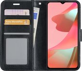 Hoes Geschikt voor OPPO A16 Hoesje Book Case Hoes Flip Cover Wallet Bookcase - Zwart