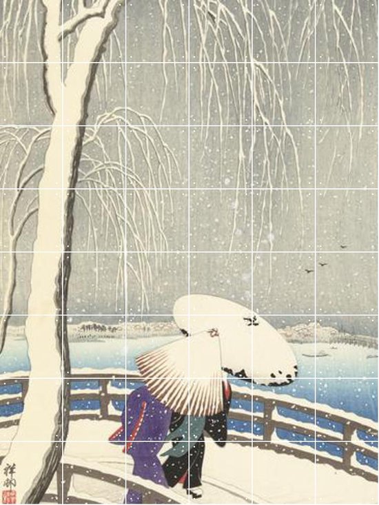 IXXI In the Snow on Yanagibashi - Wanddecoratie - Winter - 120 x 160 cm