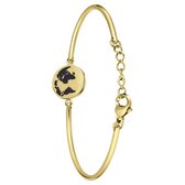 Lucardi Dames Goldplated armband met wereldbol - Staal - Armband - Cadeau - 20 cm - Goudkleurig