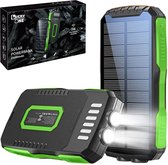 Lucky One Solar powerbank met 25000 mAh batterij - Zonneenergie - Iphone en Samsung - Solar Charger - Fast Charging - USB C & Micro USB - Outdoor - Groen