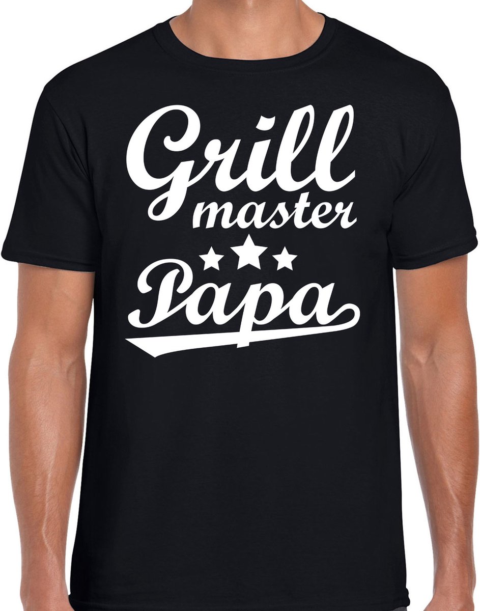 Grill master papa bbq / barbecue t-shirt zwart - cadeau shirt voor heren - verjaardag/Vaderdag kado S