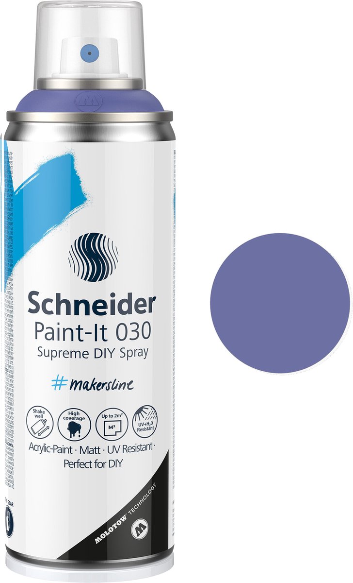 Schneider spuitbus verf - Paint-It 030 - DIY spuitverf - acrylverf - 200ml - blauw lila - S-ML-03050023