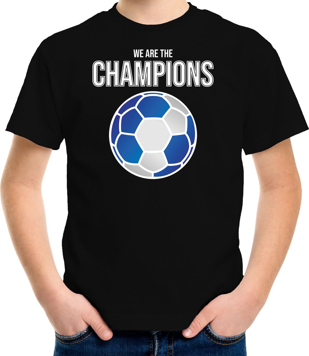 Schotland EK/ WK supporter t-shirt - we are the champions met Schotse voetbal - zwart - kinderen - kleding / shirt 122/128