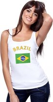Witte dames tanktop met vlag van Brazillie L