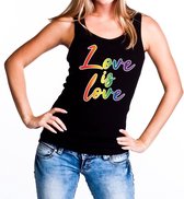 Love is love gay pride tanktop - zwart regenboog singlet voor dames - gaypride XL