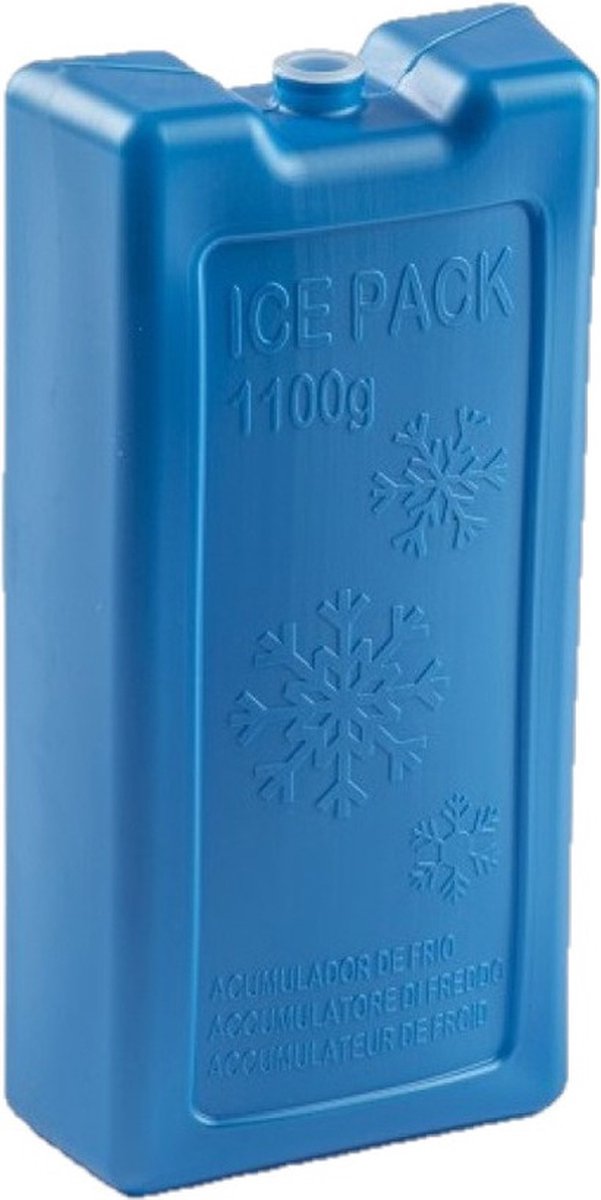 4x stuks 1100 grams koelelementen 22 x 11.5 x 5 cm kobalt blauw kunststof met sneeuwvlokken prints van Perel — afbeelding 2