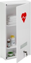 Armoire à pharmacie Relaxdays avec serrure - armoire de Premiers secours suspendue école - armoire de rangement médicaments étroite