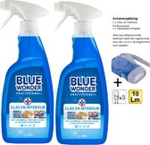 Blue Wonder Professioneel Glas en Interieur-reiniger Spray - 1000 ML - 2 Stuks + Zaklamp/Knijpkat