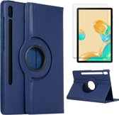 Case2go - Tablet hoes geschikt voor Samsung Galaxy Tab S8 Plus (2022) - Draaibare Book Case + Screenprotector - 12.4 Inch - Donker Blauw